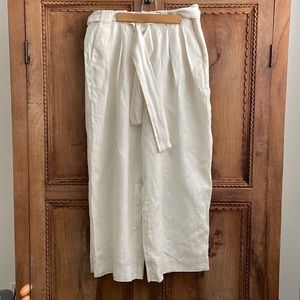 J.Crew Tie Waist Wide Leg pants, Beauchamps linen, size 10.